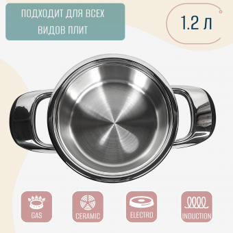Кастрюля Master Inox 16см 1.2л ЭкоДомус