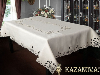 Скатерть Ришелье орнамент бежев. 180х360 см